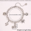 Pulsera de cadena de acero plateado con dijes de mariposa y serpiente y medidas - Plateado (5762767900024)
