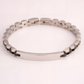 Bracelet d'identité bicolore argent et noir en acier inoxydable avec maillons de 6mm - Style Plaque Courbée ID / Bicolore Noir