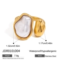 Bague irrégulière en acier inoxydable doré étanche avec une perle baroque blanche - Style Ouvert Perle Irrégulière (JDR0101004)