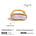 Bague vintage perle baroque en acier inoxydable doré pesant 5,1 grammes de haute qualité - Bague en Or Perle Irrégulière (JDR2410031-7)