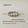 Bague réglable en forme de cœur bicolore or et argent en acier inoxydable femme - Style Chaîne de Cœurs (GDR250132-PI) / Contraste Or et Argent