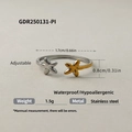 Bague réglable en acier inoxydable avec motif double fleur en finitions argent et or - Style Fleur à Deux Têtes (GDR250131-PI) / Contraste Or et Argent