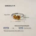Bague ajustable bicolore en acier inoxydable imperméable et hypoallergénique - Style de Design de Nœud (GDR250117-PI) / Contraste Or et Argent