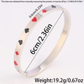 Silver poker card pattern bracelet with enamel suits and dimensions for fashion jewelry - Silver