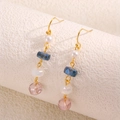 Boucles d'oreilles élégantes avec perles et pierres colorées de style chinois - Style de Perles à Facettes / Boucles d'oreilles perles