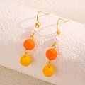 Boucles d'oreilles plaquées or avec perles d'eau douce et perles orange et jaunes - Perle Orange