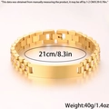 Bracelet or en acier titane avec zircone rose et plaque rectangle longueur 21cm 40g - Style à Plaque ID / Bracelet de Montre Plaque ID Or Strass Rose
