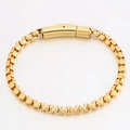 Men's luxury gold titanium steel box chain bracelet with secure press-lock cylindrical clasp - Box Chain Press Clasp / Gold (Box Chain Press Style)