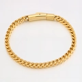 Luxury 18K gold-plated titanium steel wheat chain bracelet with a polished press buckle - Gold (Cuban Link Press Style)