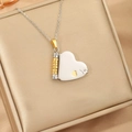 Collana con medaglione a cuore bicolore in acciaio al titanio color oro e argento - Collana Libro Cuore Bicolore Oro