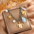Boho geweven touwketting met zeester en schildpad hangers in oceaanstijl design - Schildpad Hanger (XL229-1-1)