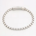 Minimalist titanium steel square box chain bracelet with cylinder clasp in silver - Box Chain Press Clasp / Silver (Box Chain Press Style)