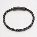 Titanium steel keel chain bracelet in gunmetal finish with mechanical push clasp - Black (Wheat Chain Press Style)