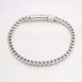 Silver Spiga chain titanium steel bracelet with a sleek cylindrical press-lock clasp - Silver (Cuban Link Press Style)