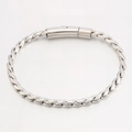 Silver titanium steel keel chain bracelet with cylindrical clasp for men and women - Silver (Snake Chain Press Style)