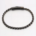 Men's titanium steel keel chain bracelet with sleek press-clasp in gunmetal grey finish - Black (Snake Chain Press Style)