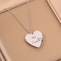 Zilveren roestvrijstalen hart medaillon ketting met My Love gravure op satijn - My Love Gegraveerd / Zilver