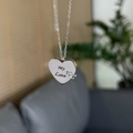 Collier en acier titane avec pendentif cœur gravé My Love et détail petite clé argentée - My Love Bicolore Détail Clé / Or & Argent