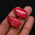 Macro shot of red water-drop natural stone pendants with white mesh texture and top hole - Pendant Only (No Chain) / 15x25mm 3g/Item / Red White Vein (No.6)