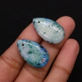 Macro detail of tear-drop imperial stone pendants with natural blue and green mineral spots - Pendant Only (No Chain) / 15x25mm 3g/Item / Grey White Spotted (No.5)