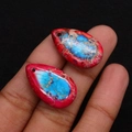 Detail of red and blue imperial stone pendants in teardrop shape for DIY jewelry making - Pendant Only (No Chain) / 15x25mm 3g/Item / Red Blue Mixed (No.3)