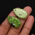 Polished teardrop-shaped green natural stone pendants with pre-drilled holes for DIY jewelry - Pendant Only (No Chain) / 15x25mm 3g/Item / Green Spotted (No.2)