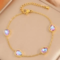 Bracelet élégant en titane doré avec cristaux en forme de goutte d'aurore boréale - Style Goutte d'Eau Multicolore