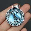 Silver Tree of Life shell pendant with blue mother of pearl inlay for DIY necklaces - Pendant Only / No.3 (Sky Blue)