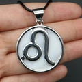 Natural white shell Leo zodiac pendant necklace with silver plating for DIY jewelry - Leo (With Necklace Cord)