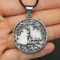 Silver tree of life pendant necklace featuring white mother of pearl shell inlay - No.2 Necklace (Pearl White)