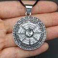 Silver Bagua yin yang shell pendant necklace with white inlay and traditional patterns - 29x39mm / Necklace No. 5