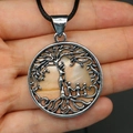 Natural sea shell pendant featuring a metal Tree of Life mother and child design - No.7 Necklace (Pink Orange)
