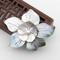 Vintage double layer shell flower brooch and pendant with natural black mother of pearl - Flower