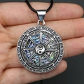 Silver gossip compass pendant with iridescent shell inlay and yin yang design - 29x39mm / Style 9 Necklace