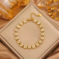 Elegant gold-plated stainless steel bracelet with square cubic zirconia in a jewelry box - Gold Square White Zirconia Bracelet