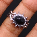 Vintage stainless steel ring featuring a black oval gemstone and rope texture band - Lapis Lazuli