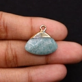 Macro shot of Amazonite fan-shaped pendant with gold plating for jewelry making - 18x19mm 3g/pc / Amazonite