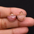 Detail of pink strawberry quartz and rose quartz pendants with golden plated metal edges - Pink (Style 2)