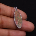 Marquise unakite stone pendant with silver metal plating for DIY jewelry making - Unakite