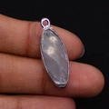 Marquise cut light purple amethyst pendant with silver frame held by fingers - Light Purple Stone (No.9)