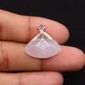 Faceted rose quartz fan shaped pendant with golden metal loop for DIY jewelry - 18x19mm 3g/pc / Rose Quartz