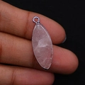 Marquise cut rose quartz pendant with silver plated bezel for DIY jewelry making - Rose Quartz