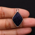 Rhombenförmiger Blaufluss-Anhänger mit Silberrand für DIY-Schmuckherstellung - 15x25mm 3g/Stück / Blauer Sandstein