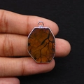 Macro di ciondolo in agata venata di drago placcata oro con trama dettagliata di vene nere - 20x29mm 4g/pz / N. 1 (Agata Marrone Giallo)