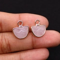 Pink opal faceted semi-circle pendant with gold plated edges for DIY jewelry making - Rose Quartz