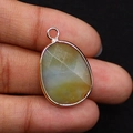 Waterdrop-shaped green malachite gemstone pendant with rose gold plating for DIY jewelry - 17x26mm / Amazonite