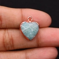Pendentif en forme de cœur en pierre naturelle amazonite bleu clair plaqué or rose - Amazonite