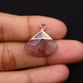 Gefacetteerde aardbeienkwarts waaiervormige hanger met roségouden sluiting voor DIY - 18x19mm 3g/st / Aardbeienkwarts