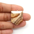 Pendentif bouclier en jaspe paysage avec texture pierre et boucle dorée - Forme d'Épée (Modèle: 20x30mm) / Jaspe