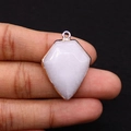 Pentagon shape purple gemstone pendant with rose gold plated frame for jewelry making - 22x30mm / White Jade